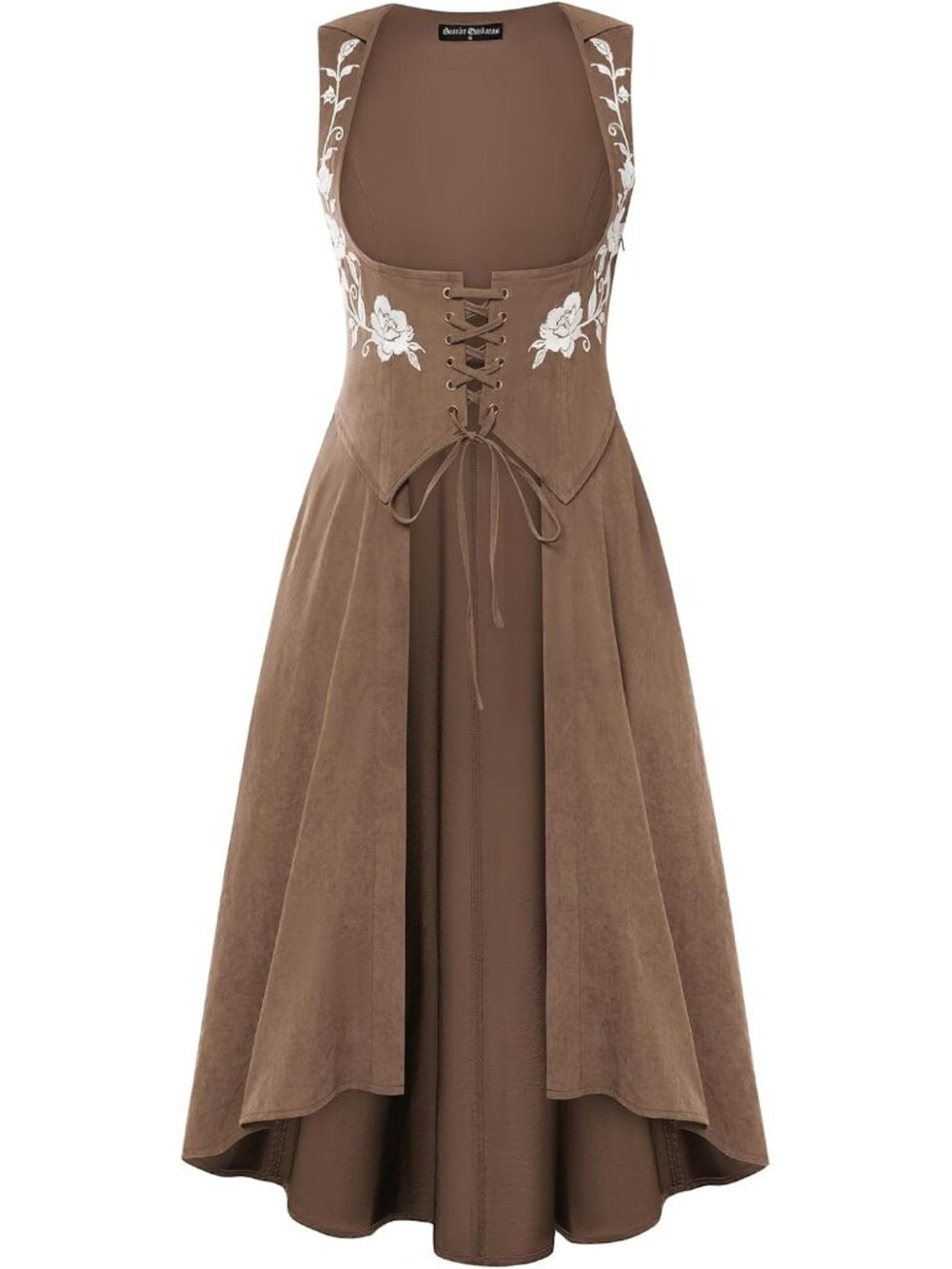 Women's Light Brown Renaissance Under Bust Pirate Hood Medieval Costume Dress